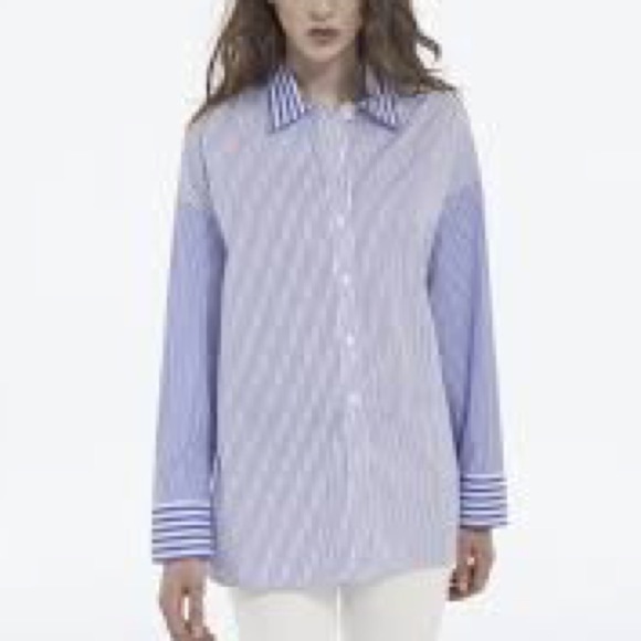 The Kooples Straight Fit Striped Formal Blue Long Sleeve Shirt - Size XS - Picture 1 of 11